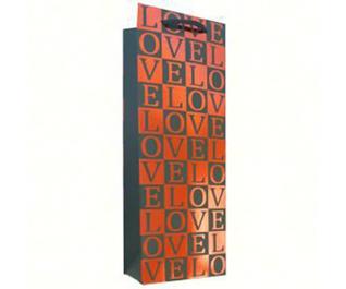 Bella Vita - Printed Paper Wine Bottle Bag - Love