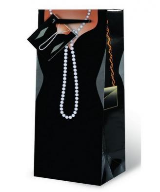 Wrap Art - Printed Paper Wine Bottle Bag - Little Black Dress